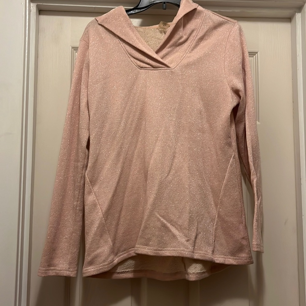 Medium glittery pink sweatshirt with hoodie